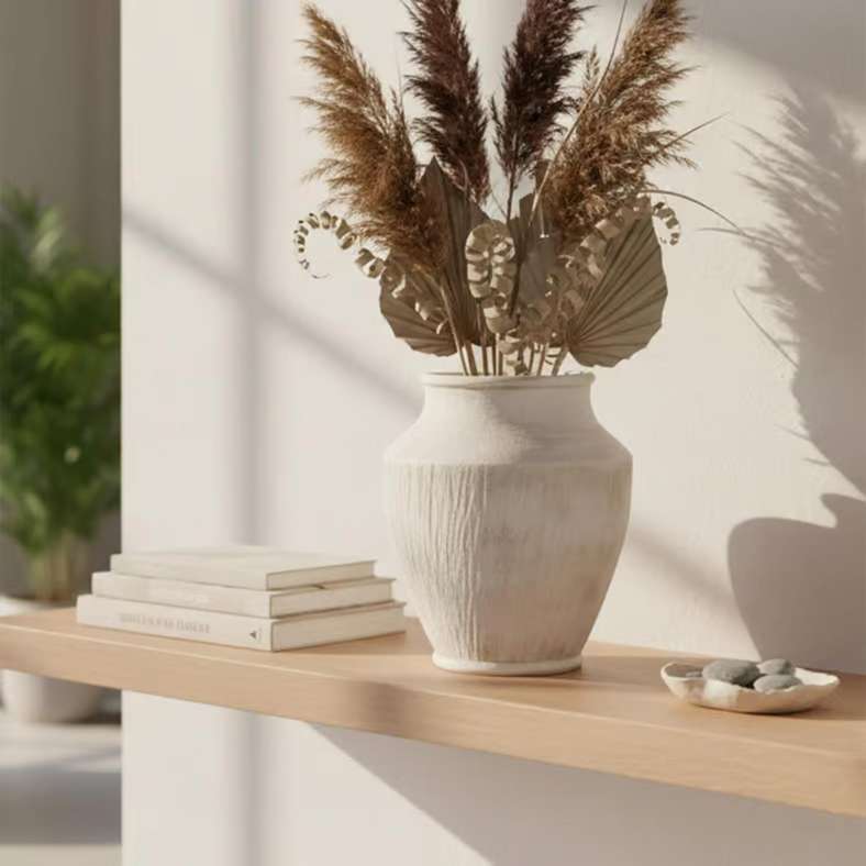 Pan Home Lucian Terracotta Vase - White - Image 1