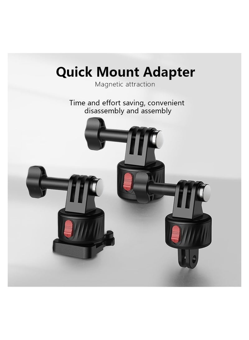 SYOSI Magnetic Suction Adapter Tripod Adapter Quick Release Base Mount Action Camera Accessories Screws Free with Magnetic Base Compatible with 11/10/9/8/7 Insta 360 AKASO DJI Action - Image 2