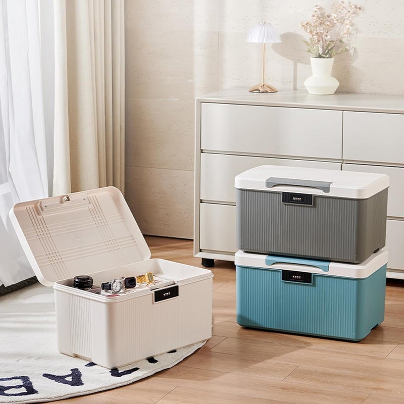 MXCELL Lockable Storage Bin Outdoor Lock Box Plastic Storage Container Versatile Organizer with Changeable Lock for Home Office School Travel Business WhiteBlue 16 Liters - Image 5