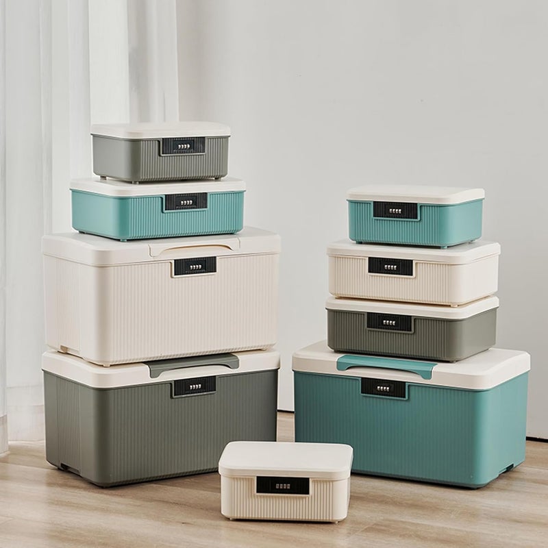 MXCELL Lockable Storage Bin Outdoor Lock Box Plastic Storage Container Versatile Organizer with Changeable Lock for Home Office School Travel Business WhiteBlue 16 Liters - Image 4