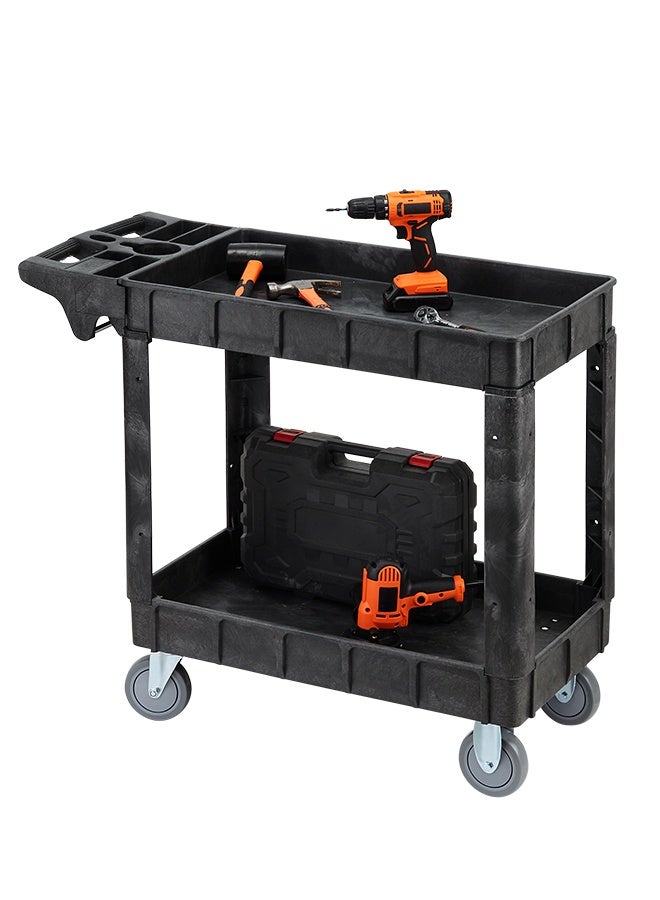 LAWAZIM 2-Shelf Utility Service Cart - 551lbs Capacity Heavy Duty Rolling Tool Trolley with Caster Wheels - Ideal for Workshops, Garages, Warehouses, Manufacturing, Cleaning, and Maintenance Use - Image 1