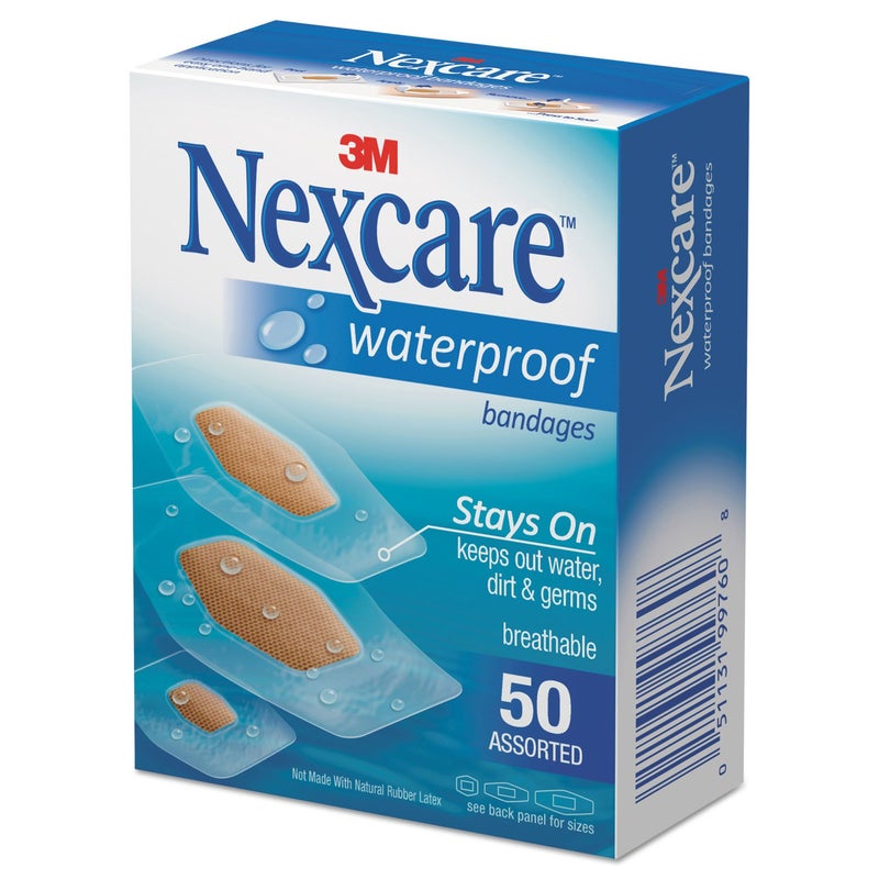 3M Nexcare Waterproof Clear Bandages Assorted Sizes 50 Bandages - Image 3