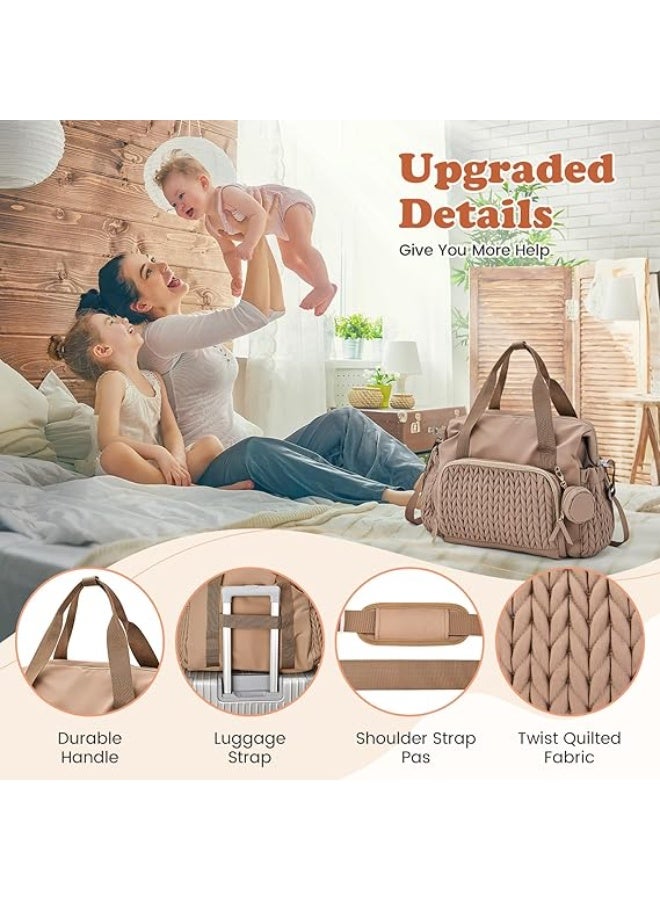 LENND Diaper Bag Tote, Large Capacity Baby Diaper Bags for Mothers, Hospital Bag for Labor Delivery, Mommy Bags Nappy Bag with Pacifier Case and Changing Pad - Image 3