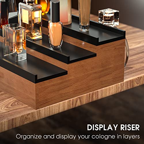 Sephyroth Cologne Organizer for Men 3 Tier of Elevated Cologne Display Shelf with Drawer Storage Perfume Organization and Storage Display Risers,Great Gift for Man(Walnut Black) - Image 5