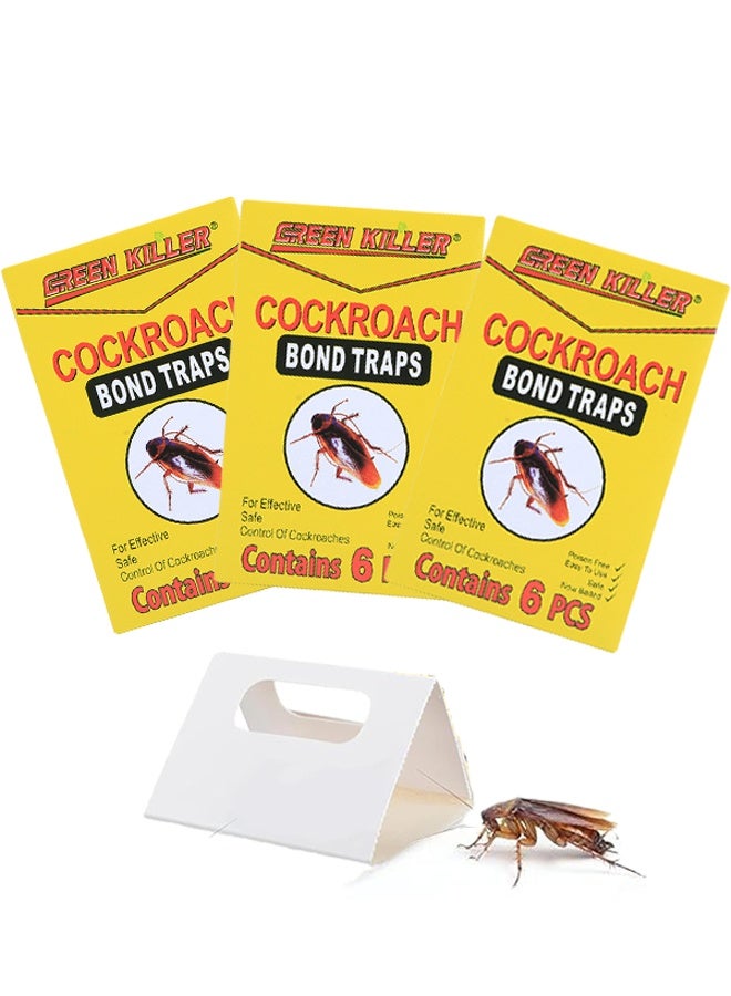 GREEN KILLER 3 packs of 18 pieces Cockroach Bond Traps, Fly Stickers Safe Energy-Saving Environmentally Friendly Strong Sticky Paper Insect Catcher Self-Adhesive Trap, Foldable Design - 22 x 14cm - Image 1