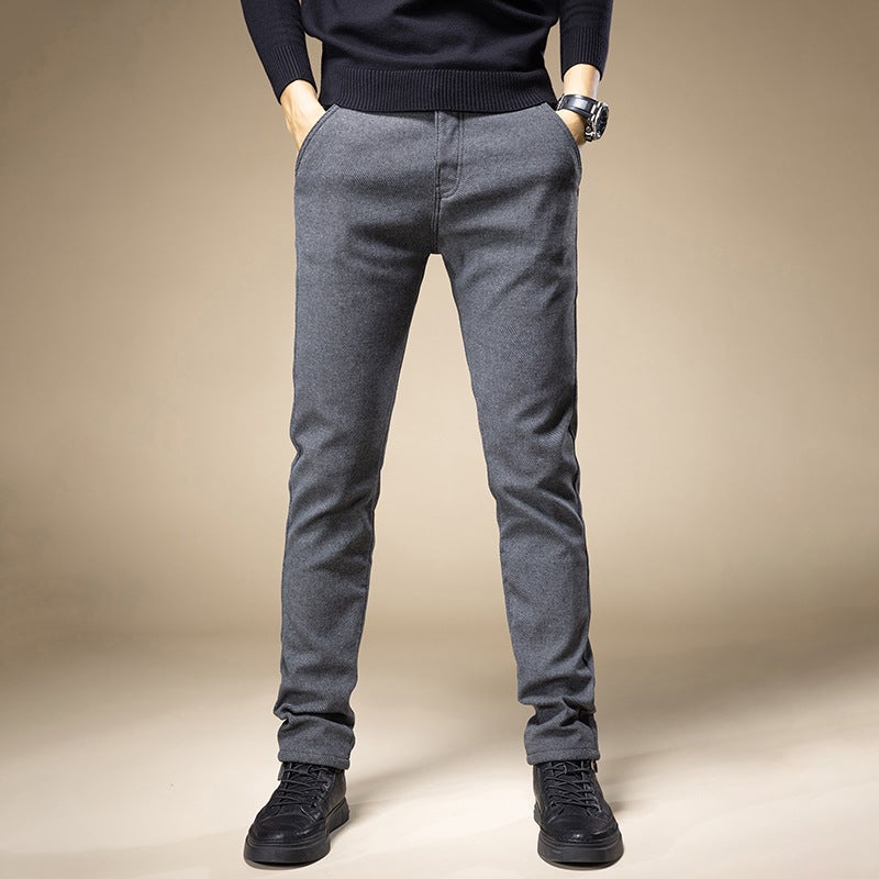 Casual Pants Mens Korean-style Trendy Slim-fit Scrub Pants for Four Seasons Stretch All-match New Arrival Black Long Pants for Men 505 Gray  - Image 1