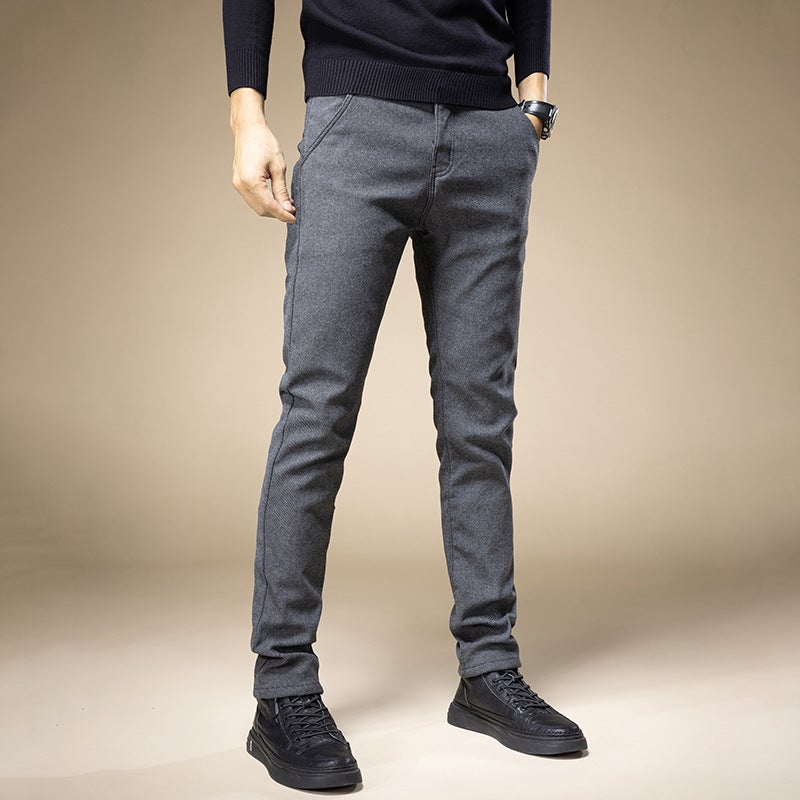 Casual Pants Mens Korean-style Trendy Slim-fit Scrub Pants for Four Seasons Stretch All-match New Arrival Black Long Pants for Men 505 Gray  - Image 5