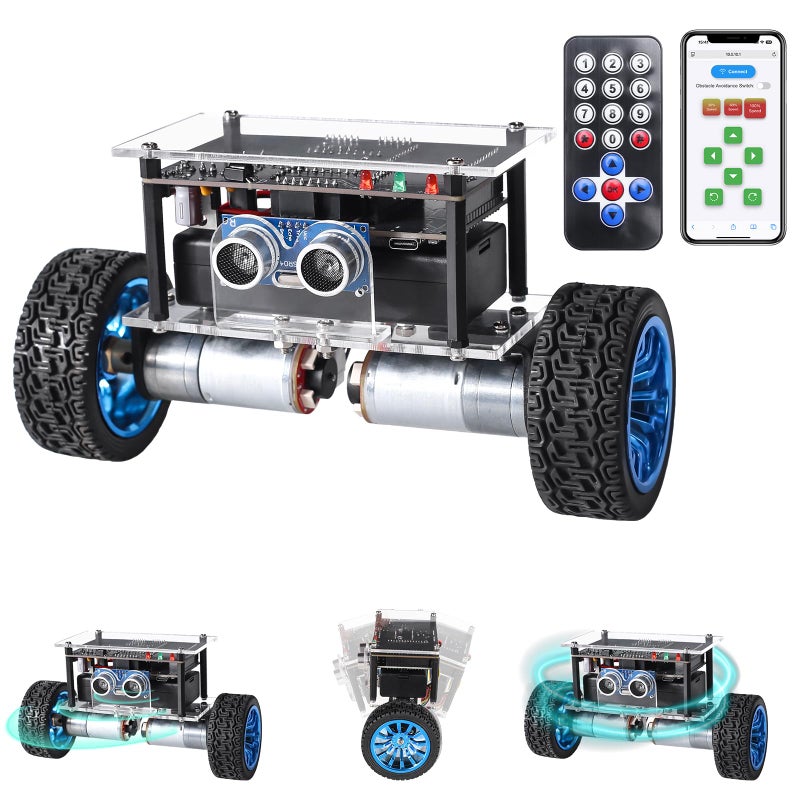 MIOYOOW DIY SelfBalancing Robot Car Kit Soldering Practice STEM Project with Ultrasonic Obstacle Avoidance WiFi IR Dual Control Electronic Solder Engineering Kit for Kids Ages 15 - Image 3