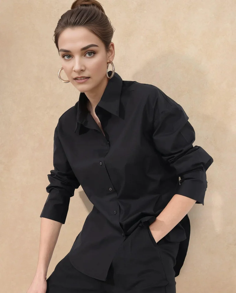 Rareism Women's Oversized Cotton Shirt