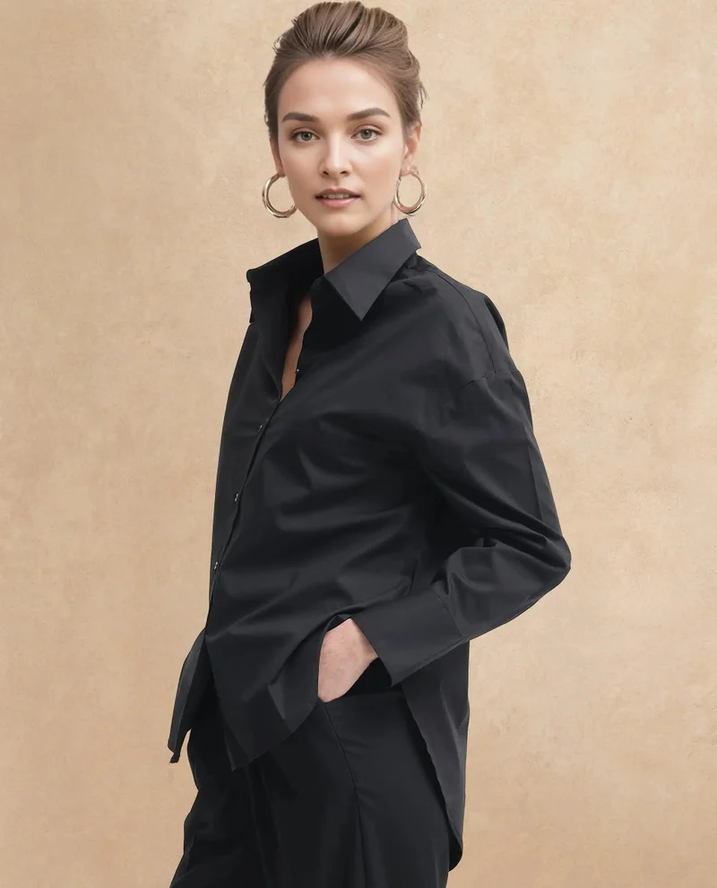 Rareism Women's Oversized Cotton Shirt