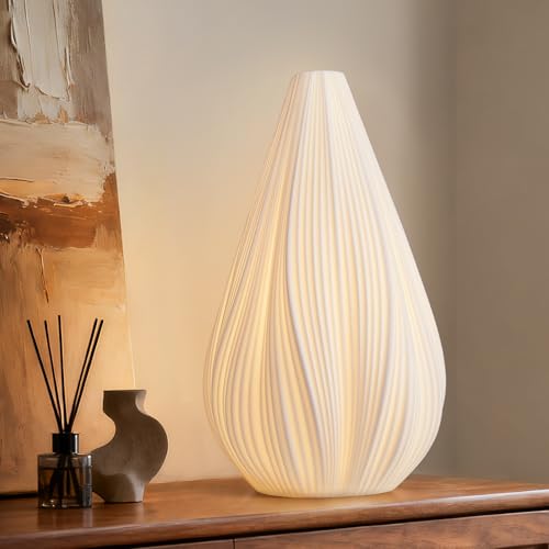 RONDURE 125 Modern Ceramic Table Lamp Fully Dimmable Bedside Lamp for Bedroom Living Room Nightstand White Translucent Ceramic Shade Warm Ambient Decorative Corded Lighting Bulb Included - Image 1