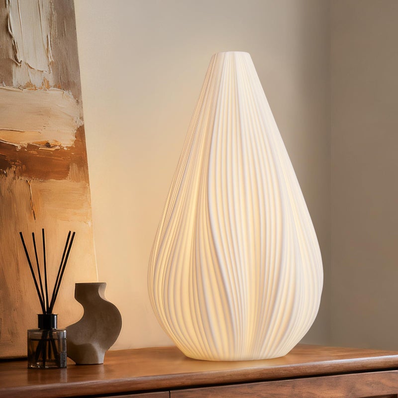 RONDURE 125 Modern Ceramic Table Lamp Fully Dimmable Bedside Lamp for Bedroom Living Room Nightstand White Translucent Ceramic Shade Warm Ambient Decorative Corded Lighting Bulb Included - Image 2