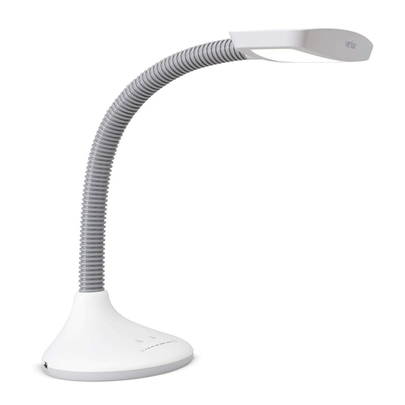 Verilux SmartLight Full Spectrum LED Desk Lamp with Adjustable Brightness, Flexible Gooseneck and Integrated USB Charging Port - Reduces Eye Strain and Fatigue - Ideal for Readers, Artists, Crafters - Image 1