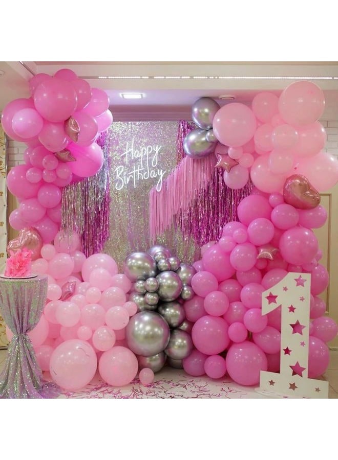 Biapian Pink White Balloons Set, 60 PCS Metallic Pink Birthday Balloons, White Pink Confetti Balloons, Macaron Pink Latex Balloon Matte Pink Balloons for Helium for Girls Women Baby Shower Wedding Supplies - Image 4