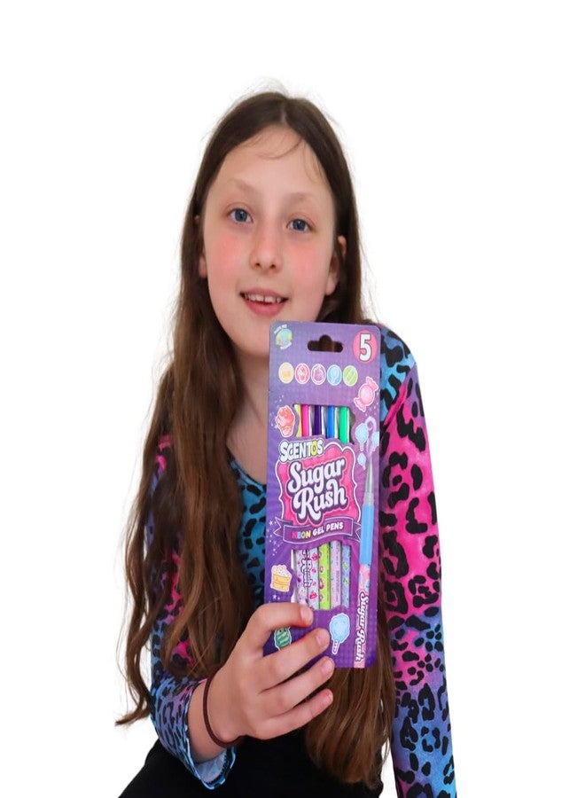 سينتوس مجموعة أقلام جل نيون برائحة سكر سنتوس من فراتيلي (5 أقلام) | مثالية للرسم والتلوين والكتابة والهدايا | تصميم أمريكي - Image 4