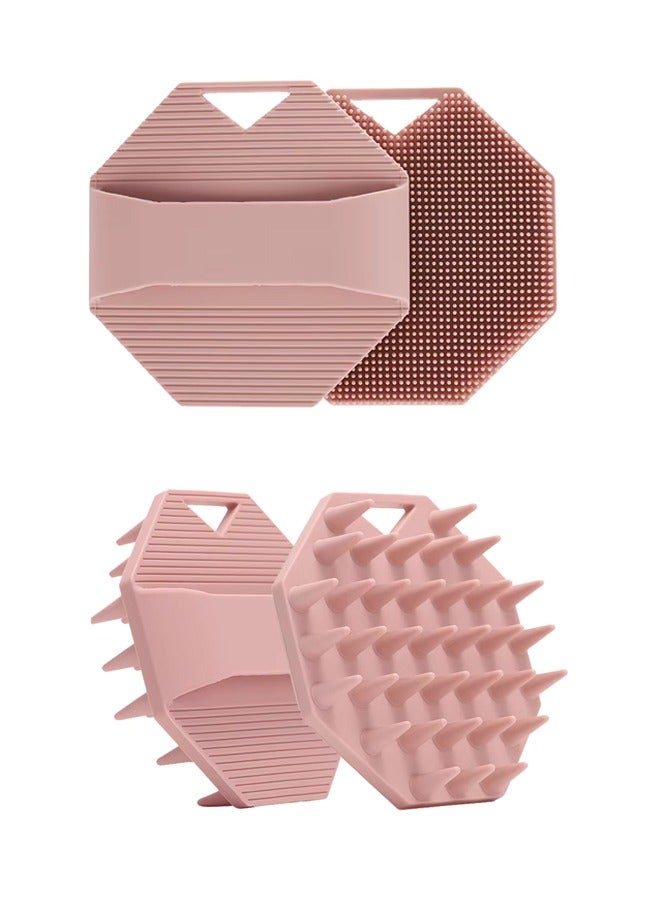 Loquat 2 Soft Silicone Skin Scrubbers - Body Scrubber Exfoliating Brush Bath Shower Tool, with Gentle Manual Face Cleansing Wash Scrubber, with Hair Scalp Massager Shampoo Brush - Image 1