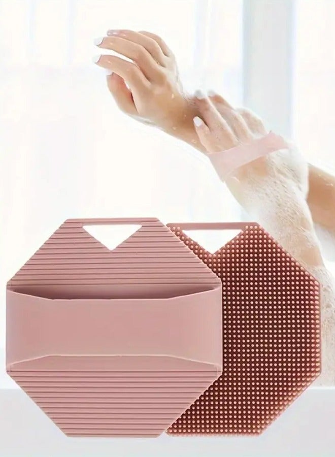 Loquat 2 Soft Silicone Skin Scrubbers - Body Scrubber Exfoliating Brush Bath Shower Tool, with Gentle Manual Face Cleansing Wash Scrubber, with Hair Scalp Massager Shampoo Brush - Image 2