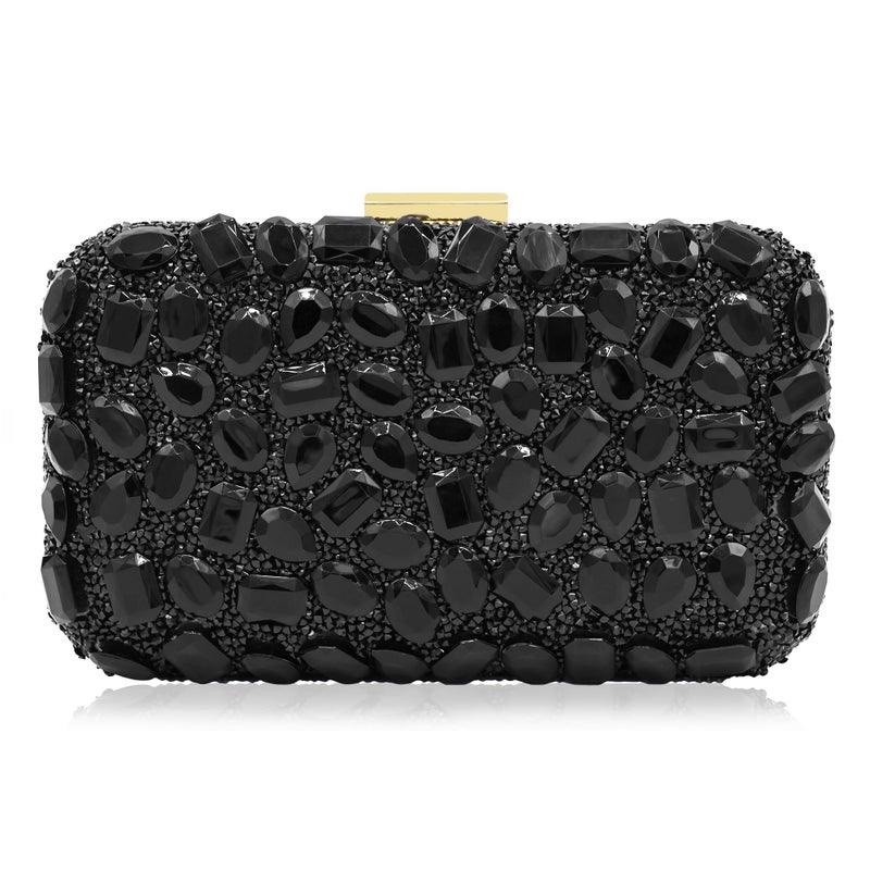 Milisente Clutch Purses For Women Crystal Clutches Evening Bags Gemstone Clutch Purse For Wedding Formal(Black) - Image 1