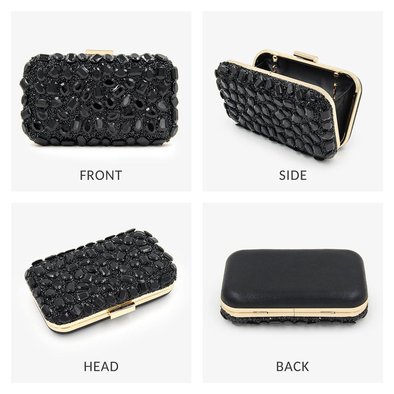 Milisente Clutch Purses For Women Crystal Clutches Evening Bags Gemstone Clutch Purse For Wedding Formal(Black) - Image 5