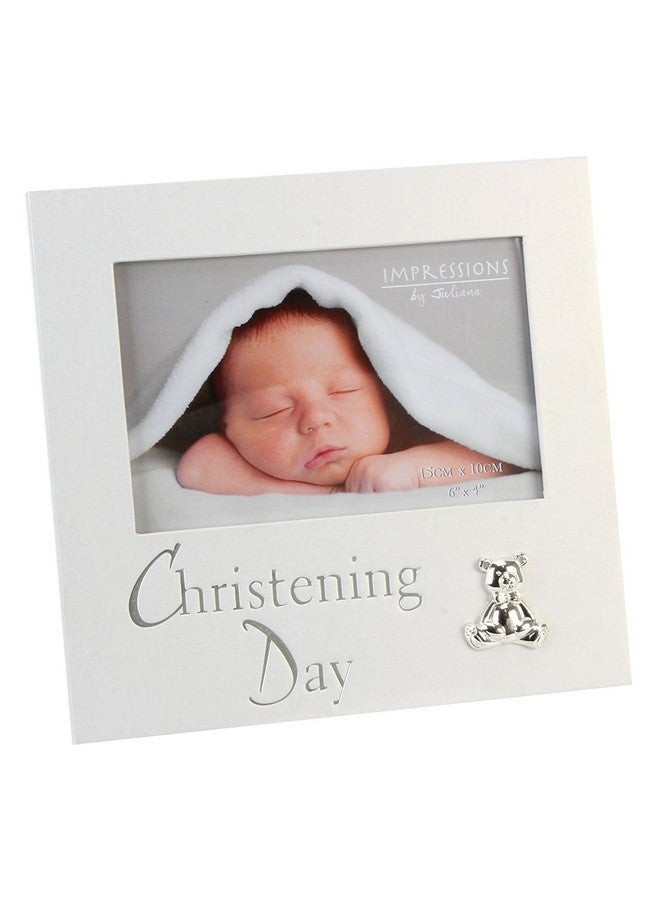Oaktree Gifts Christening Pearlised Photo Frame 6 X 4 - Image 1