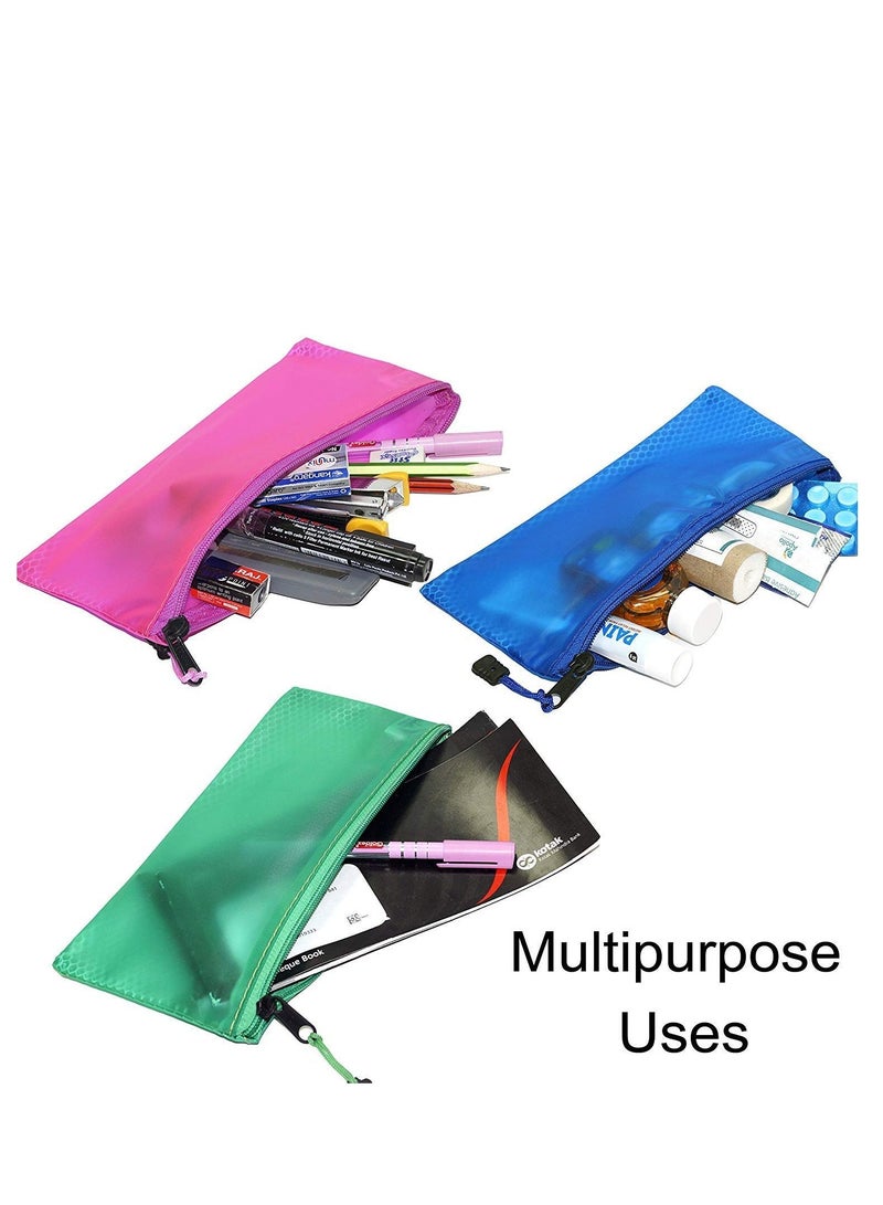 Transparent Plastic File Case with Zipper – A6 Size, Green Color, Durable Mesh Design, Ideal for Documents and Accessories - Image 3