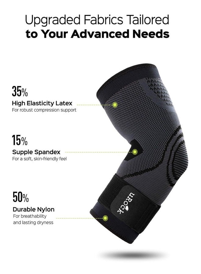 uRock Elbow Support for Gym with Strap 1pc - Elbow Brace for Men Women Workout | Elbow Compression Sleeves with Straps for Tendonitis Pain Relief, Tennis, Cricket - Elbow Band-Free Size (Grey) - Image 5