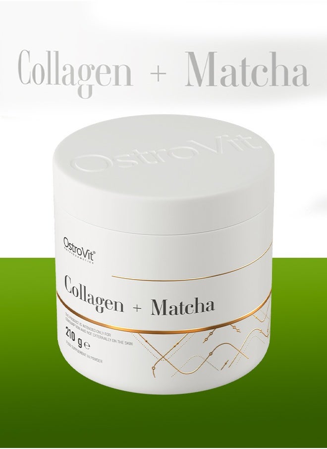 OstroVit - Collagen Matcha 210g Unflavour – Supports Skin, Joint Health & Antioxidant Protection – Collagen Peptides & Matcha Green Tea - Image 1