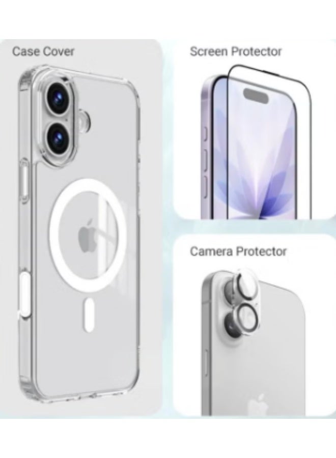 RTZ 3in1 case for iPhone 17, a set consisting of a protective case that is scratch and yellowing-resistant in the short term and supports MagSafe wireless charging, a shatterproof screen protector, and a glass camera protector, a complete set to protect your device from scratches, drops and breakage (3in1) - Image 4