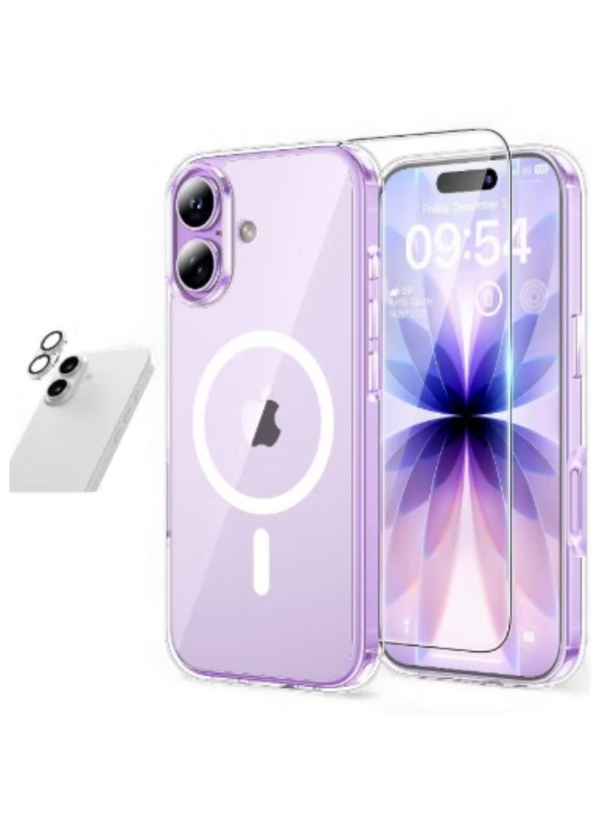 RTZ 3in1 case for iPhone 17, a set consisting of a protective case that is scratch and yellowing-resistant in the short term and supports MagSafe wireless charging, a shatterproof screen protector, and a glass camera protector, a complete set to protect your device from scratches, drops and breakage (3in1) - Image 1