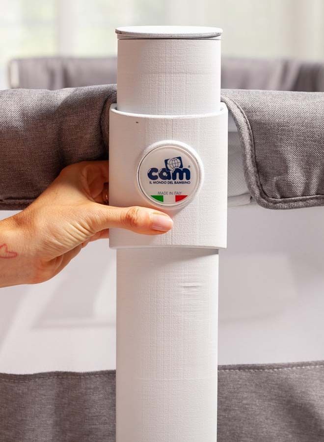 cam سرير Sempreconte Baby Co، سرير أطفال، مهد هزاز، قابل للتحويل، قابل للطي، محمول للنوم، سرير أطفال، بجانب السرير - رمادي منقط - Image 5