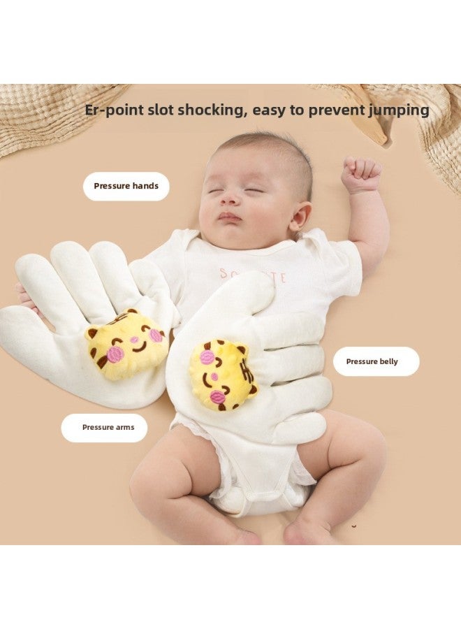 Newborn Soothing Palm Shock Rice Bag Baby Anti-shock Soothing Soft Big Palm Sleeping Artifact-Color:Tiger Left Palm Tencel (cassia Seed + Hose)-Height:23*24CM - Image 2