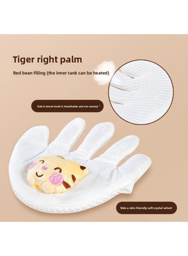 Newborn Soothing Palm Shock Rice Bag Baby Anti-shock Soothing Soft Big Palm Sleeping Artifact-Color:Tiger Left Palm Tencel (cassia Seed + Hose)-Height:23*24CM - Image 5