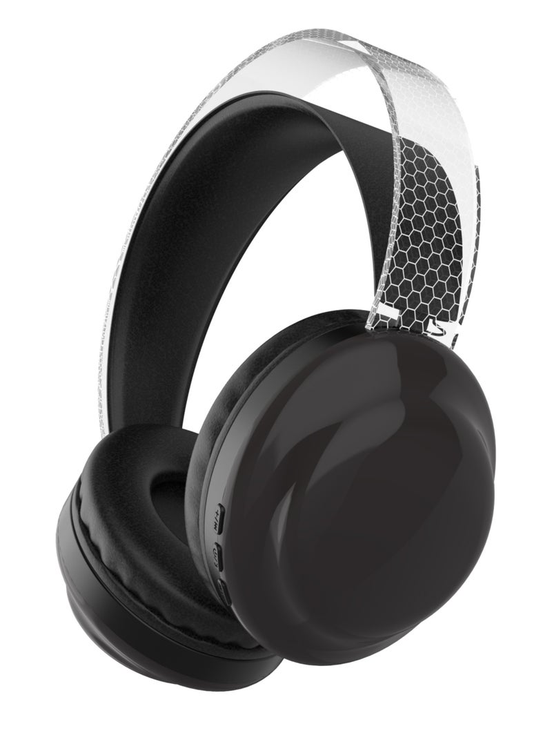 روك بو سماعات بلوتوث فوق الأذن مع سماعة رأس سلكية لاسلكية رائعة RGB مع ميكروفون للهاتف الخليوالكمبيوتر المحمول1 بلوتوث 5.3 فولت صوت عالي الدقة مناسب للألعاب والمعتاد - Image 2