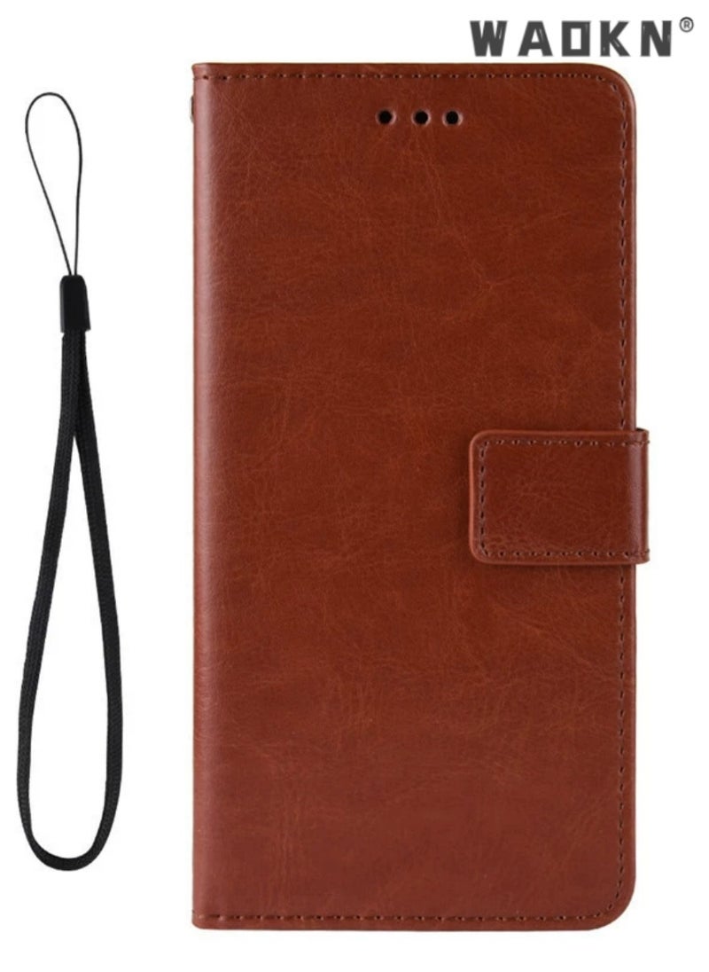 WAOKN Samsung Galaxy A55 5G Phone Case Cover with Full Body Camera Len Protector PU Leather Wallet Card Holder Shockproof Protective Back Cover with Release Hand Phone Holder Daily Video Kickstand  - Image 1