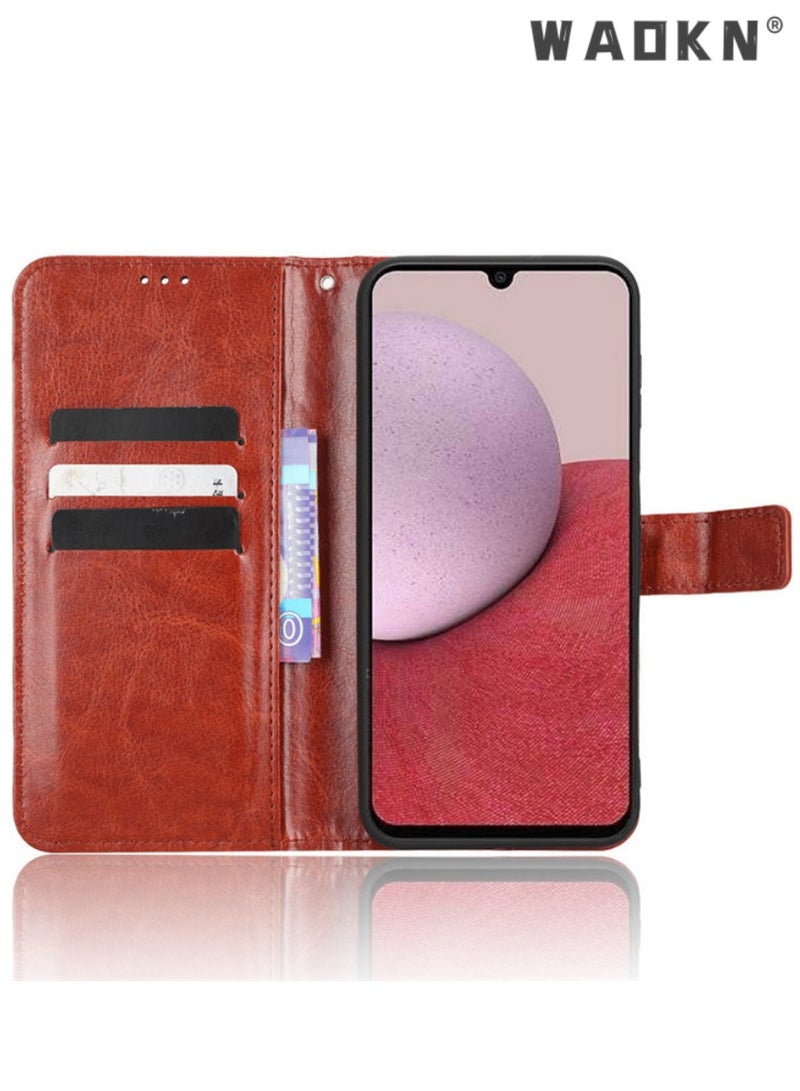 Samsung Galaxy A55 5G Phone Case Cover with Full Body Camera Len Protector PU Leather Wallet Card Holder Shockproof Protective Back Cover with Release Hand Phone Holder Daily Video Kickstand