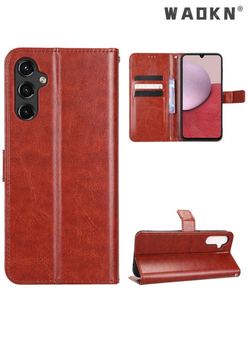 WAOKN Samsung Galaxy A55 5G Phone Case Cover with Full Body Camera Len Protector PU Leather Wallet Card Holder Shockproof Protective Back Cover with Release Hand Phone Holder Daily Video Kickstand  - Image 2