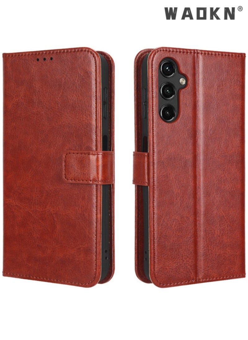 WAOKN Samsung Galaxy A55 5G Phone Case Cover with Full Body Camera Len Protector PU Leather Wallet Card Holder Shockproof Protective Back Cover with Release Hand Phone Holder Daily Video Kickstand  - Image 3