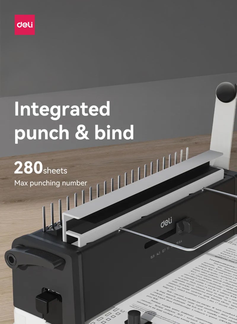 ديلي ماكينة تجليد متعددة الوظائف T325 مقاس A4 – تثقيب 15 ورقة، تجليد حتى 280 ورقة، حلقات سلكية ومطاطية - Image 3