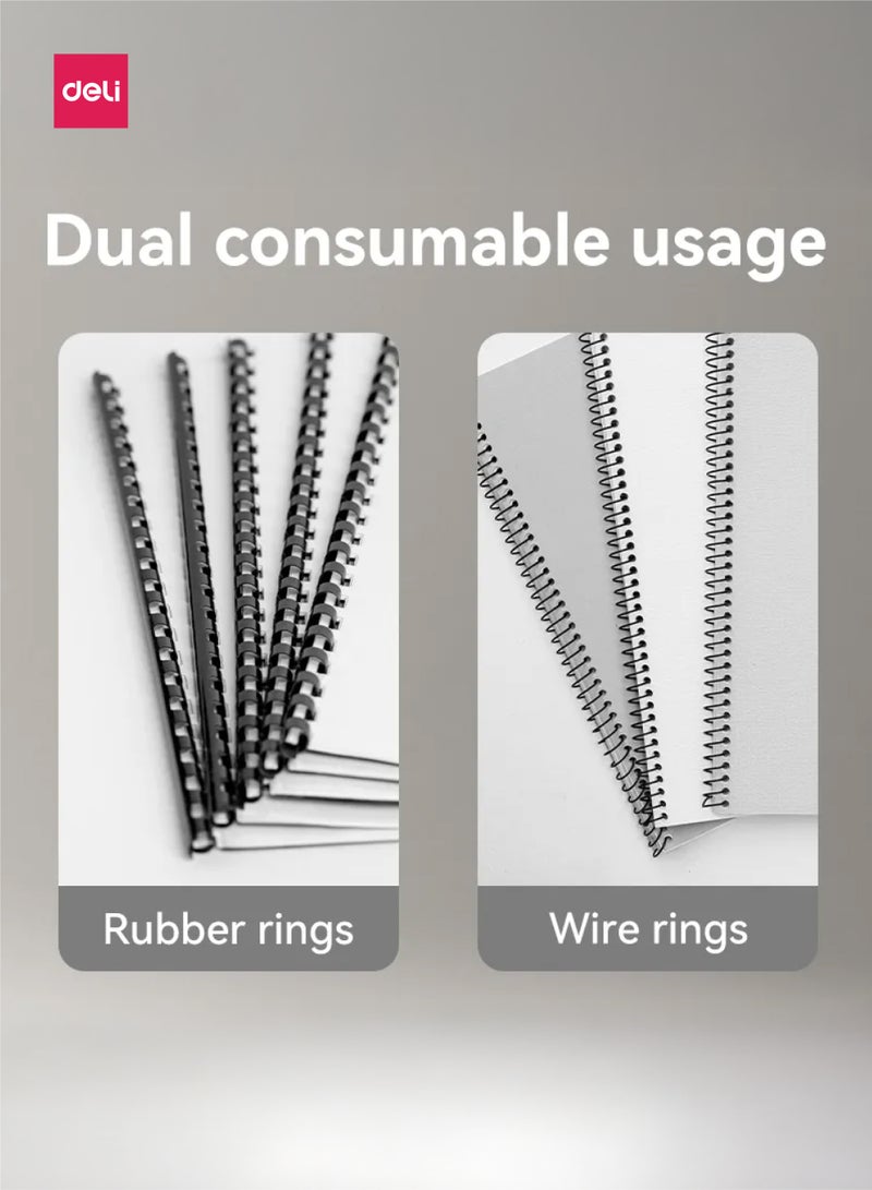 ديلي ماكينة تجليد متعددة الوظائف T325 مقاس A4 – تثقيب 15 ورقة، تجليد حتى 280 ورقة، حلقات سلكية ومطاطية - Image 4