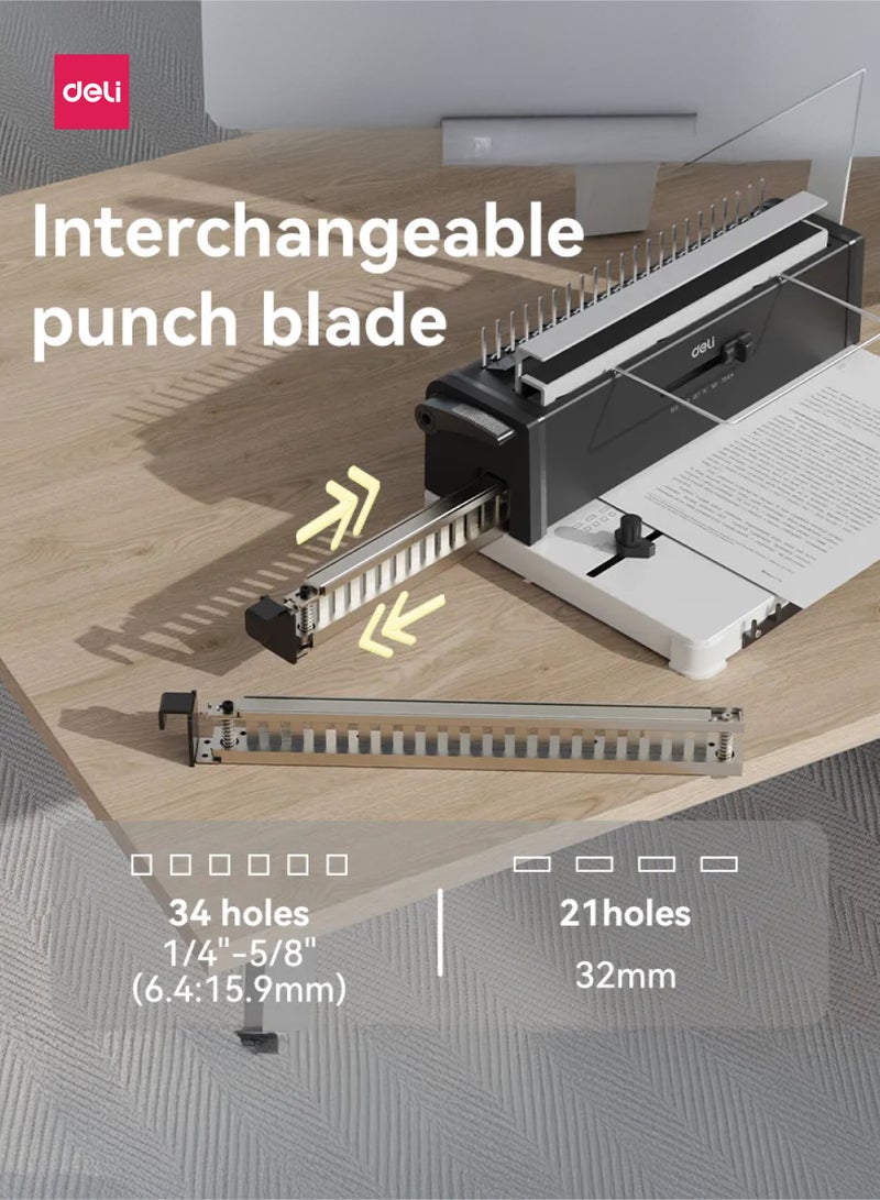 ديلي ماكينة تجليد متعددة الوظائف T325 مقاس A4 – تثقيب 15 ورقة، تجليد حتى 280 ورقة، حلقات سلكية ومطاطية - Image 2