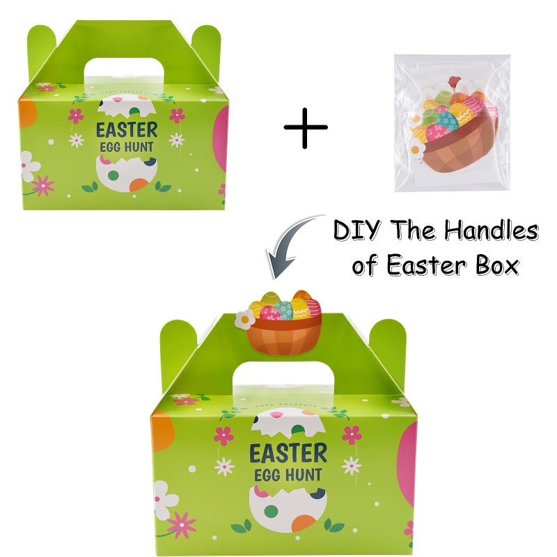 Eavotoy 12 Pack Easter Decorative Gift Box Treat Boxes, 6.2 x 3.5 x 3.5inch Egg Bunny Chicken Colorful Bags Paper Boxes for Easter Basket Stuffers Party Favor Gifts - Image 3