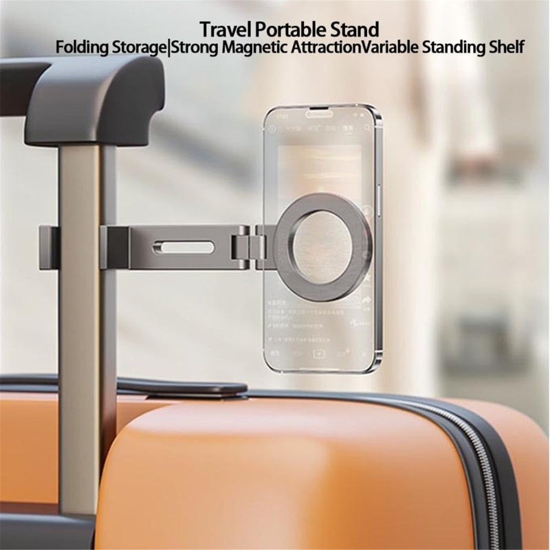 Foldable Phone Holder: Aluminium Alloy Grey Powerful N52 Magnets 360° Rotation - Lightweight Portable Magnetic Phone Mount for Travel Office Desktops Car Air Vents - Image 5