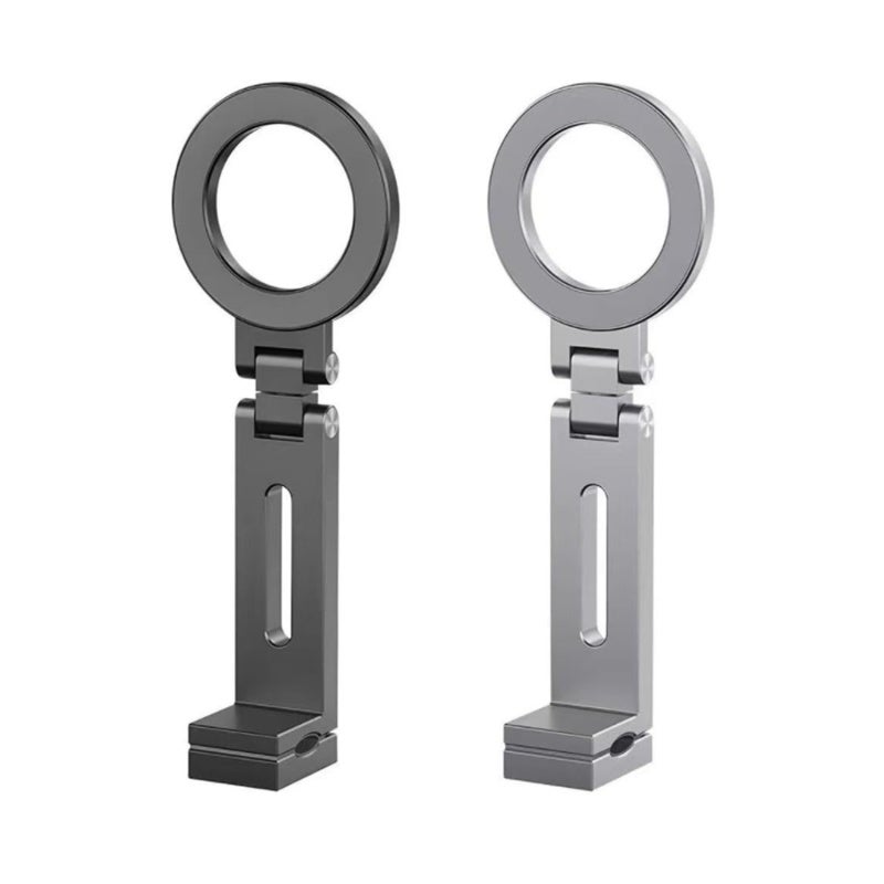 Foldable Phone Holder: Aluminium Alloy Grey Powerful N52 Magnets 360° Rotation - Lightweight Portable Magnetic Phone Mount for Travel Office Desktops Car Air Vents - Image 3