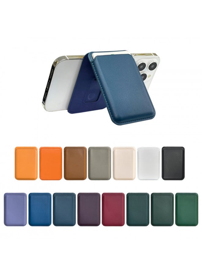 Suitable For Apple 16 IPhone15/14/13 Leather Strong Magnetic Folding Bracket Card Holder MagSafe Magnetic Card Bag-Specifications:Gray  - Image 4