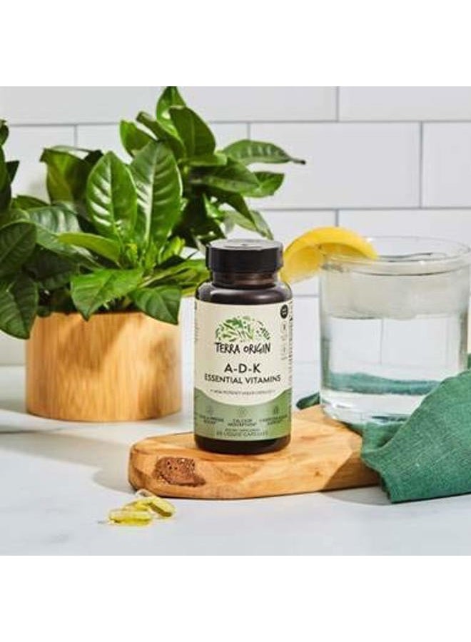 Terra Origin ADK Essential Vitamins - 60 High Potency Liquid Capsules, Vegan, Non-GMO, Gluten Free, Made in The USA. - Image 3