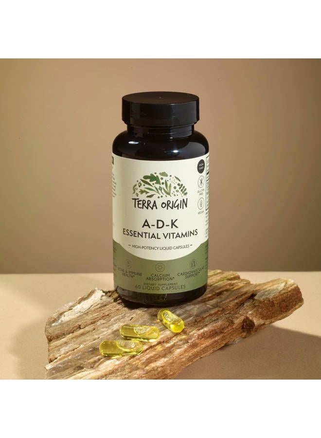 Terra Origin ADK Essential Vitamins - 60 High Potency Liquid Capsules, Vegan, Non-GMO, Gluten Free, Made in The USA. - Image 2