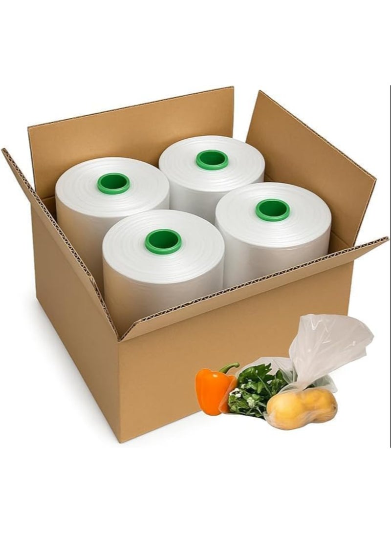 [4 PACK] Plastic Produce Bags Roll, Strong & Tear-Resistant Vegetable & Fruit Storage Bags for Grocery, Kitchen, Supermarket, Transparent Poly Bags for Fresh Produce. - Image 1