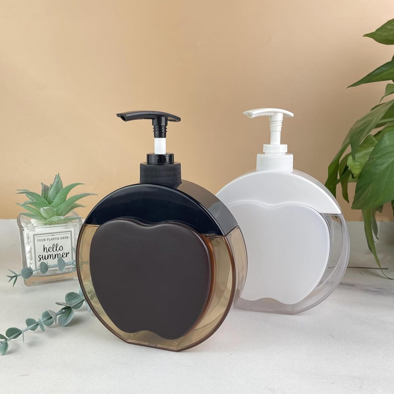 NADNAM NADNAM 300ml Apple Shape Soap Dispenser DoubleLayer Plastic Detachable Hand sanitizer Shower Gel Bottle for Bathroom Kitchen 1pc Black  - Image 2