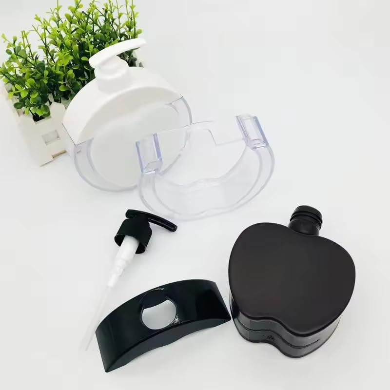NADNAM NADNAM 300ml Apple Shape Soap Dispenser DoubleLayer Plastic Detachable Hand sanitizer Shower Gel Bottle for Bathroom Kitchen 1pc Black  - Image 5