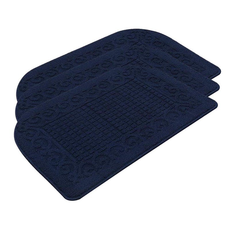 COSY HOMEER COSY HOMEER 32X20 Inch Anti Fatigue Kitchen Rug Mats are Made of 100 Polypropylene Half Round Rug Cushion Specialized in Anti Slippery and Machine Washable Navy 3pcs